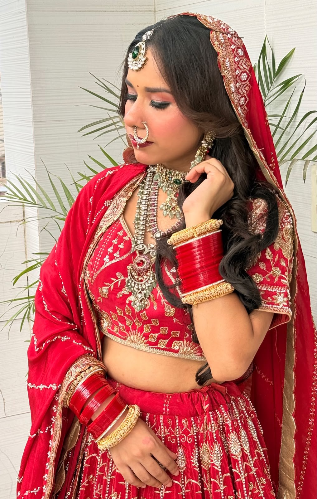 Makeup application in progress